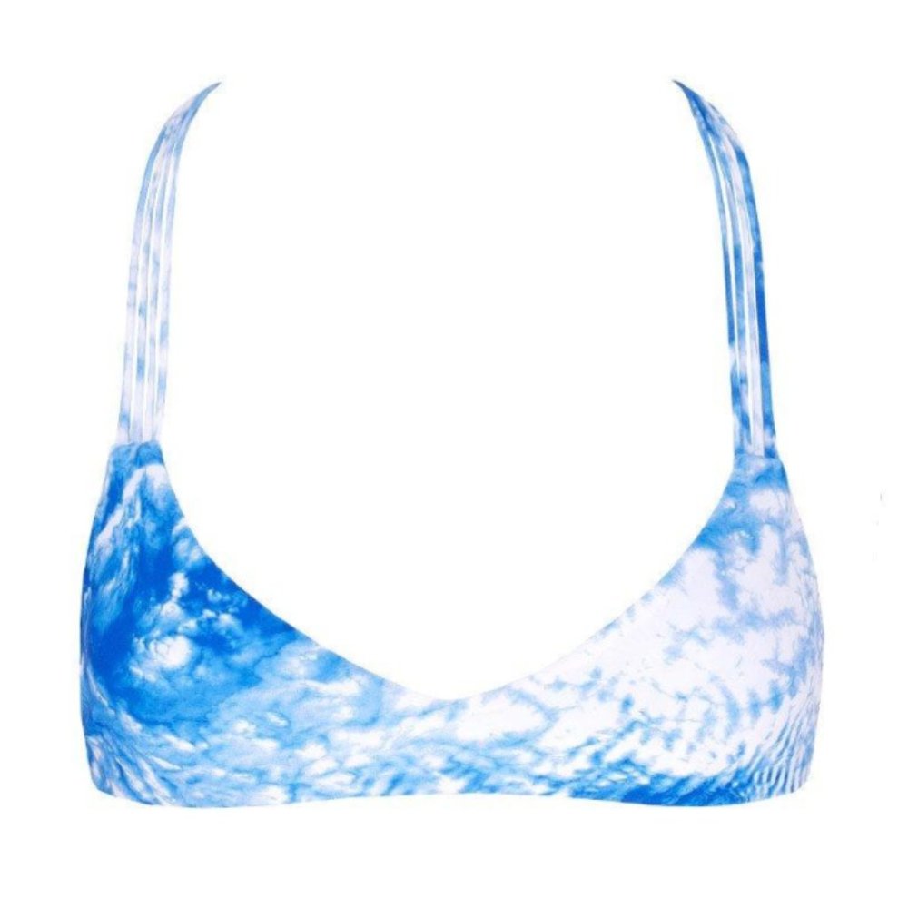 Mikoh Swimwear Blue and White Bathing Suit Top - Picture 2 of 6